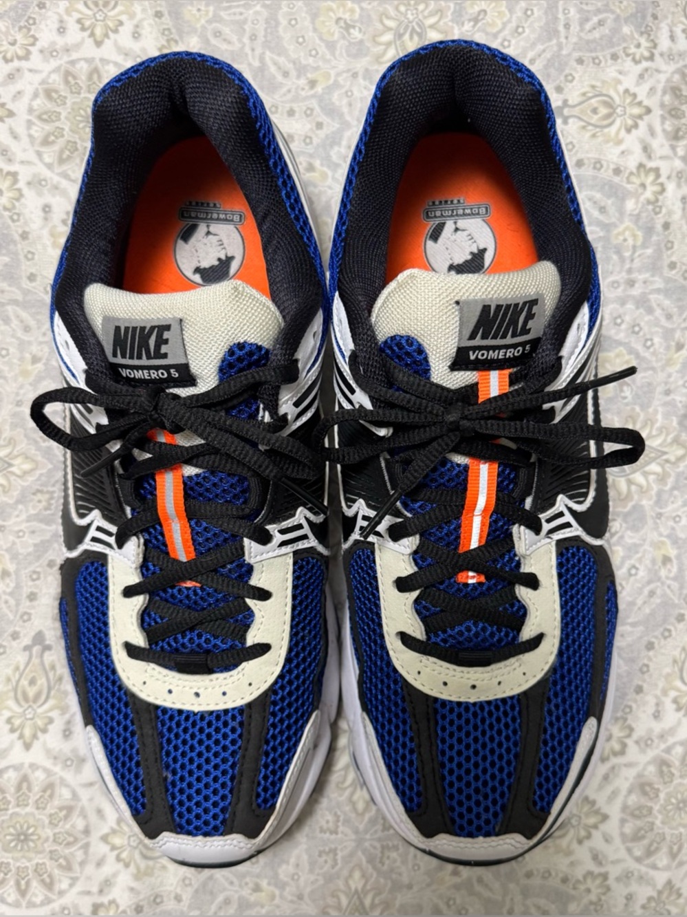 Nike Blue Black White Running Sneakers with Orange Stripe